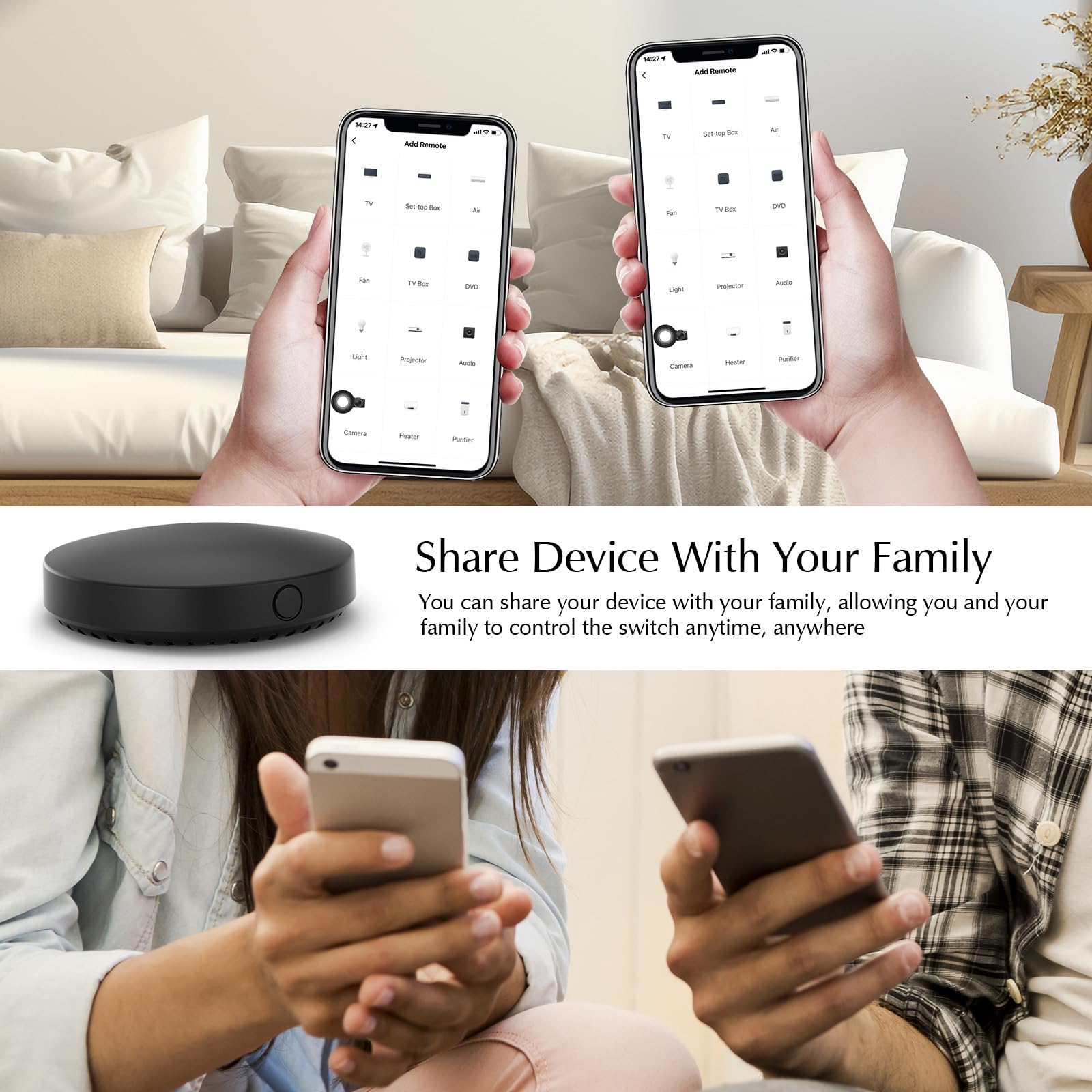 eMylo Control Remoto IR Smart, Smart Home Automation, Tuya Smart inalámbrico WiFi Control IR Universal Hub Compatible con Alexa