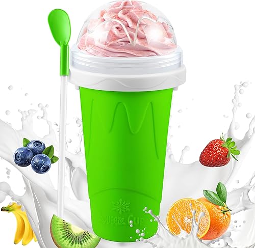 Miniatura 11 de Vaso para hacer Slushie, paquete de 2 tazas mágicas DIY para hacer granizados por compresión, vasos portátiles para batidos congelados para jugo,