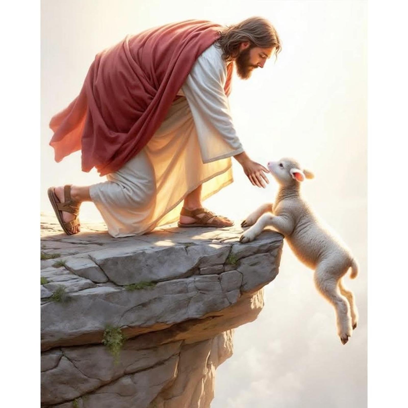 Easter Jesus Saves Animals 11CT Stamped Cross Stitch Kits for Adults - Needlepoint Kits for Beginners, Embroidery Ornament Kit for Home Decor & Gifts(40 * 50cm)