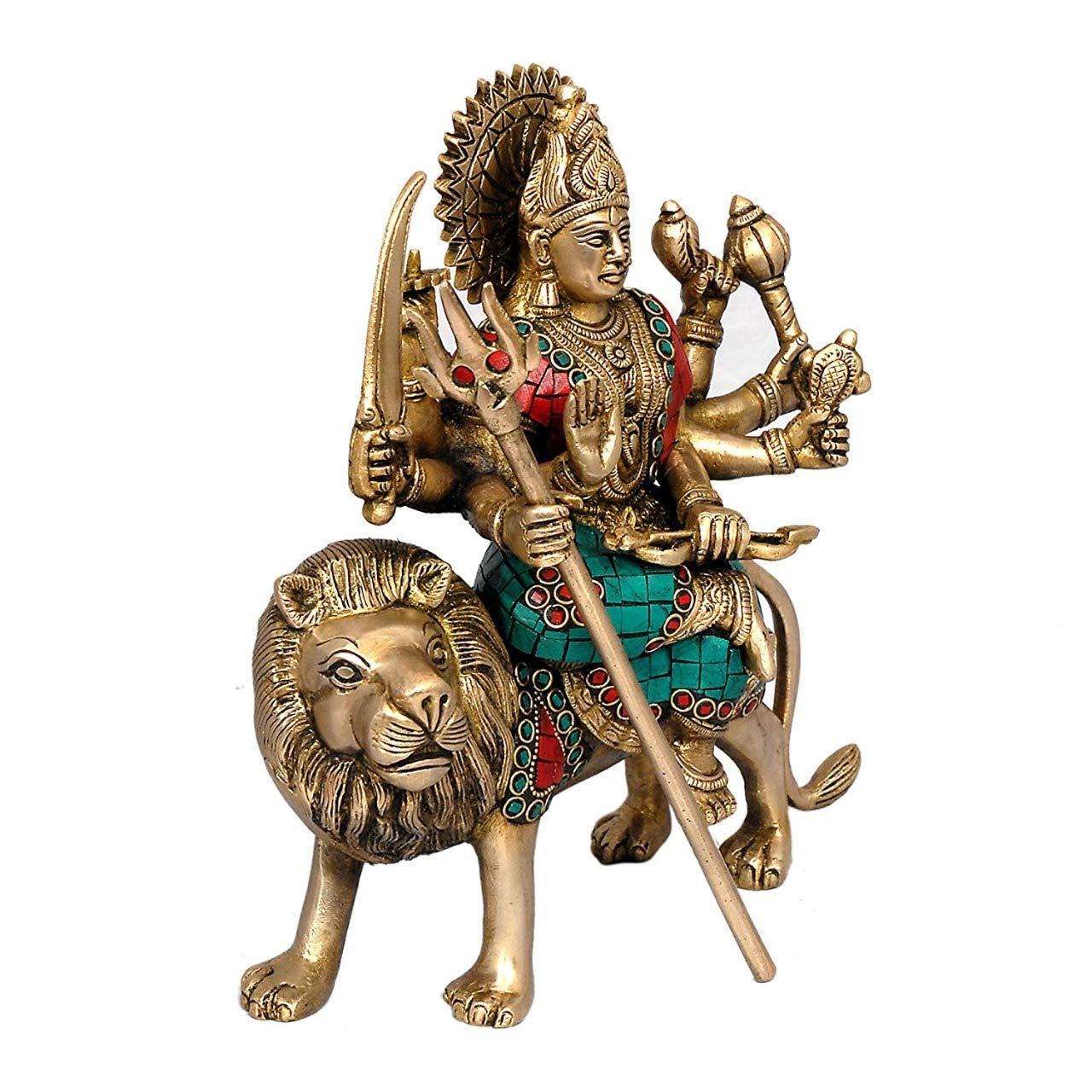 AONA Brass Durga Idol for Temple and Home Puja, Auspicious Gift and Collectible Statue, Ideal for Spiritual Decor, Diwali, Navratri, and Festive Gifting | Weight : 3.5 KG 1