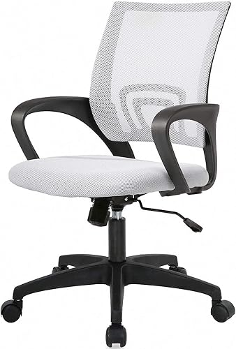 Meet perfect Silla de oficina de escritorio con respaldo medio, silla ergonómica moderna para computadora con soporte lumbar y reposabrazos, silla