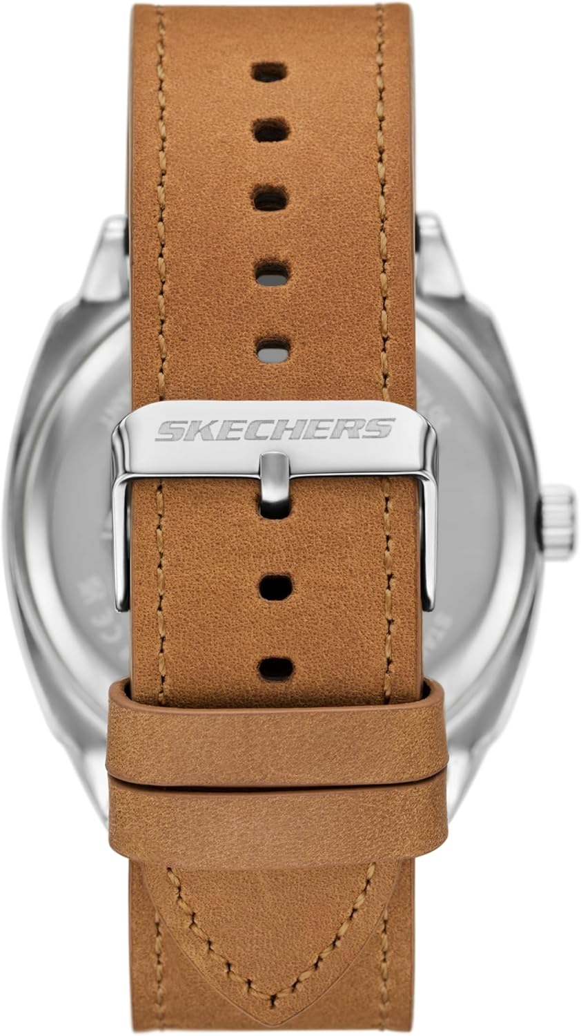 Skechers Men's Hewes Three-Hand Date Brown Leather Watch (Model: SR5274)