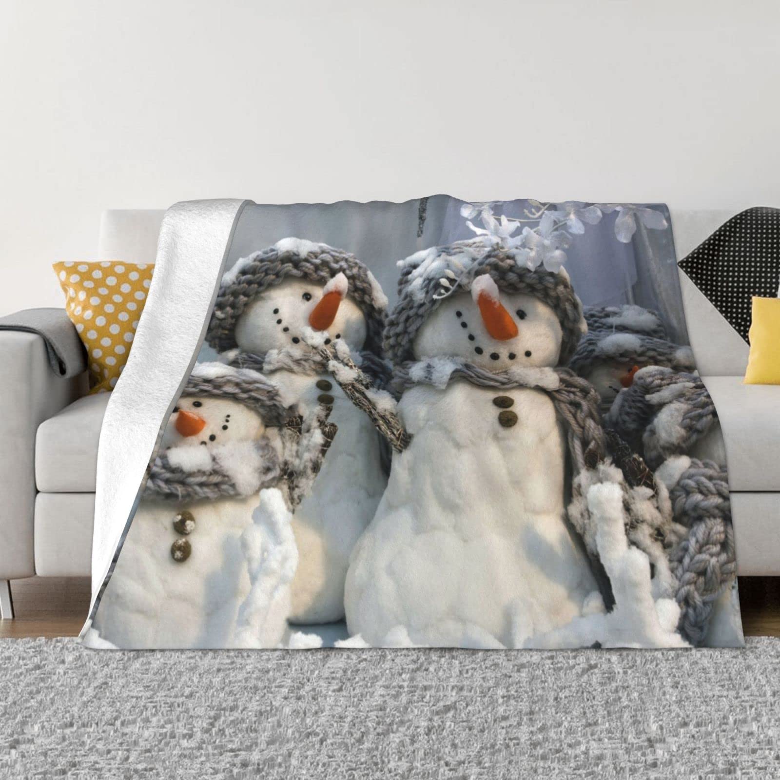 Couverture bonhomme de neige en flanelle douce lit canapé