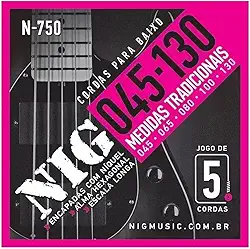 Encordoamento Baixo 5 Cordas Nig .045/.130 N750 Escala Longa