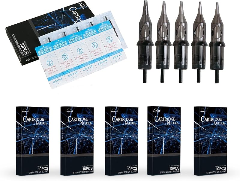 Dragonhawk Mast Cartuchos de Agulhas para Tatuagem Round Liner 3RL, 5RL, 7RL, 9RL e 11RL — 50 unidades
