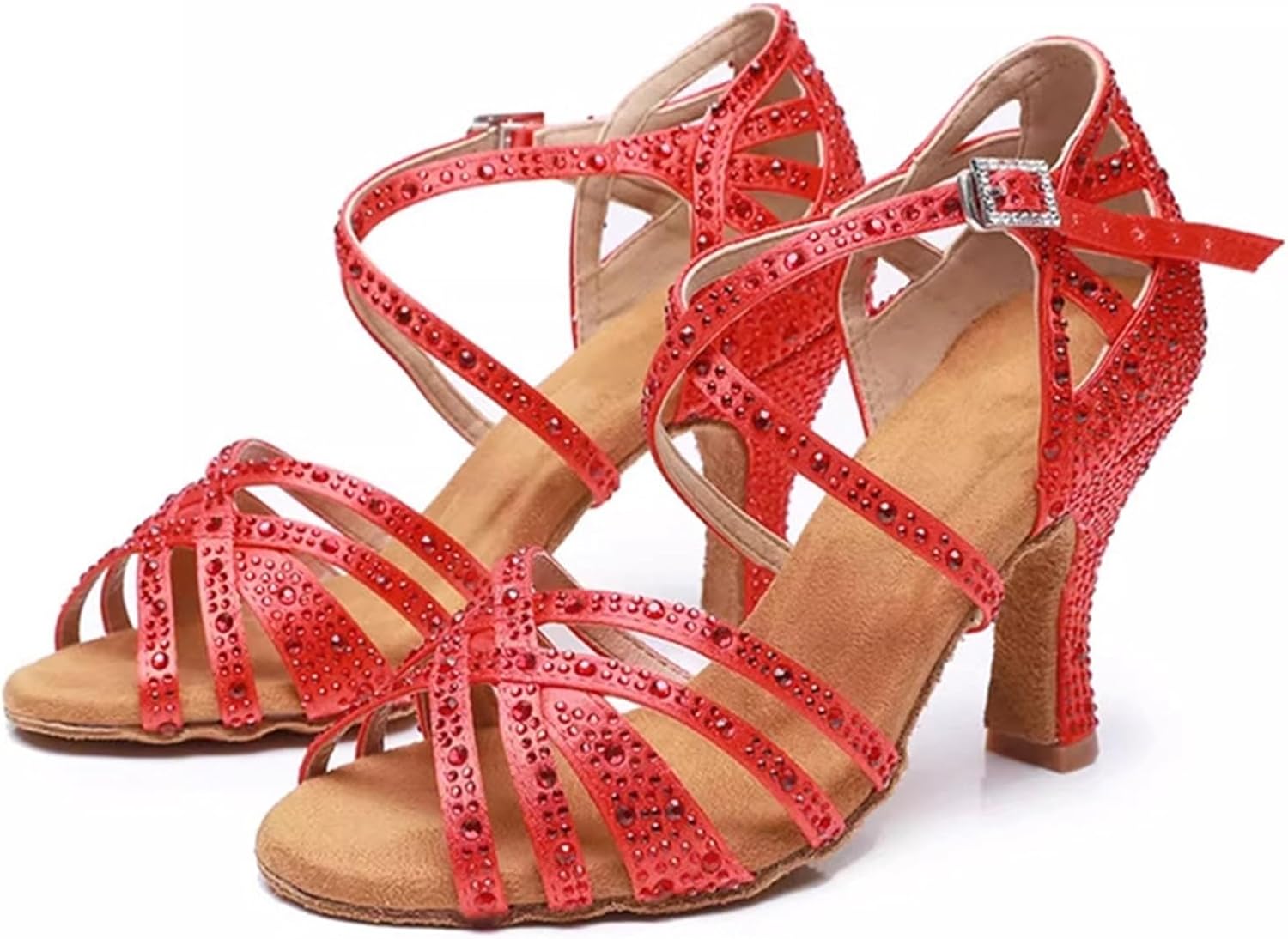 Womens Latin Ballroom Dance Shoes Ankle Strap Wedding Formal Sandals