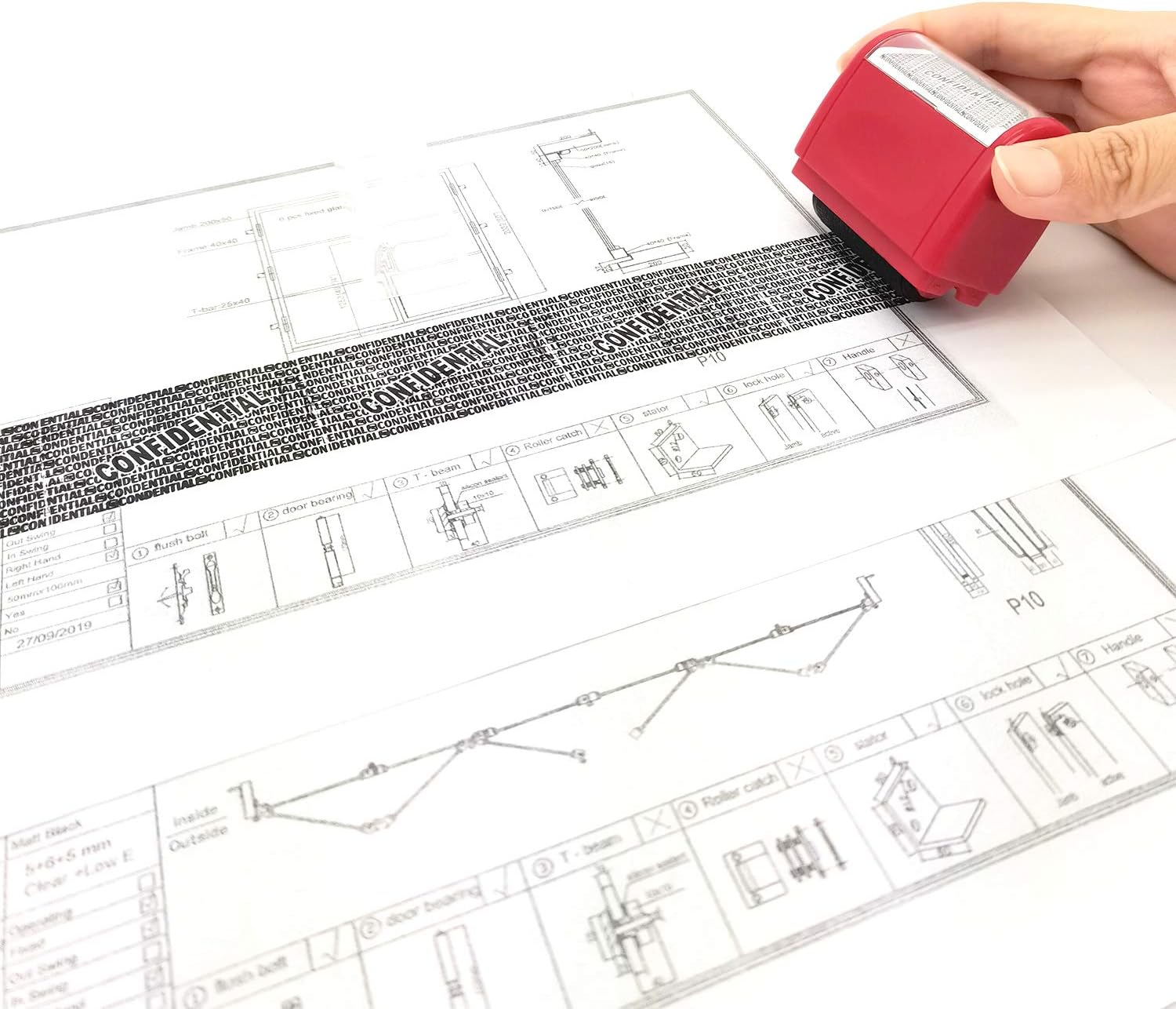 WAFJAMF Rolling Identity Theft Guard Stamp (ID Theft Roller Stamp) red