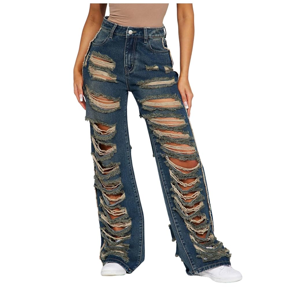 【即完】XLサイズ TSY RIPPED WIDE STRAIGHT DENIM RIPPED WIDE STRAIGHT DENIM 【BLACK TAG】// INDIGO