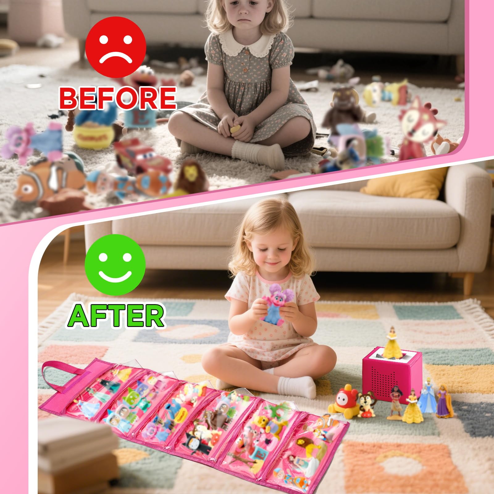 CollectHall Storage Case Compatible with Tonies Figures (24+), Carrying Case and Hanging Storage, Fits Large-Sized Characters (Bag Only)