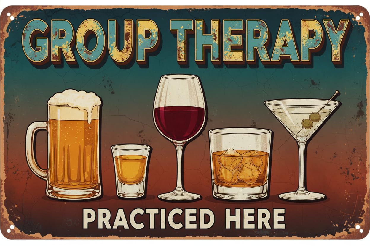 Retro Tin Sign Vintage Metal Sign For Cafe Bar Pub Beer Wall Decor Art Group Therapy Practiced Here Plaque Poster 12x8 Inch Signs Aluminum Plates Printed