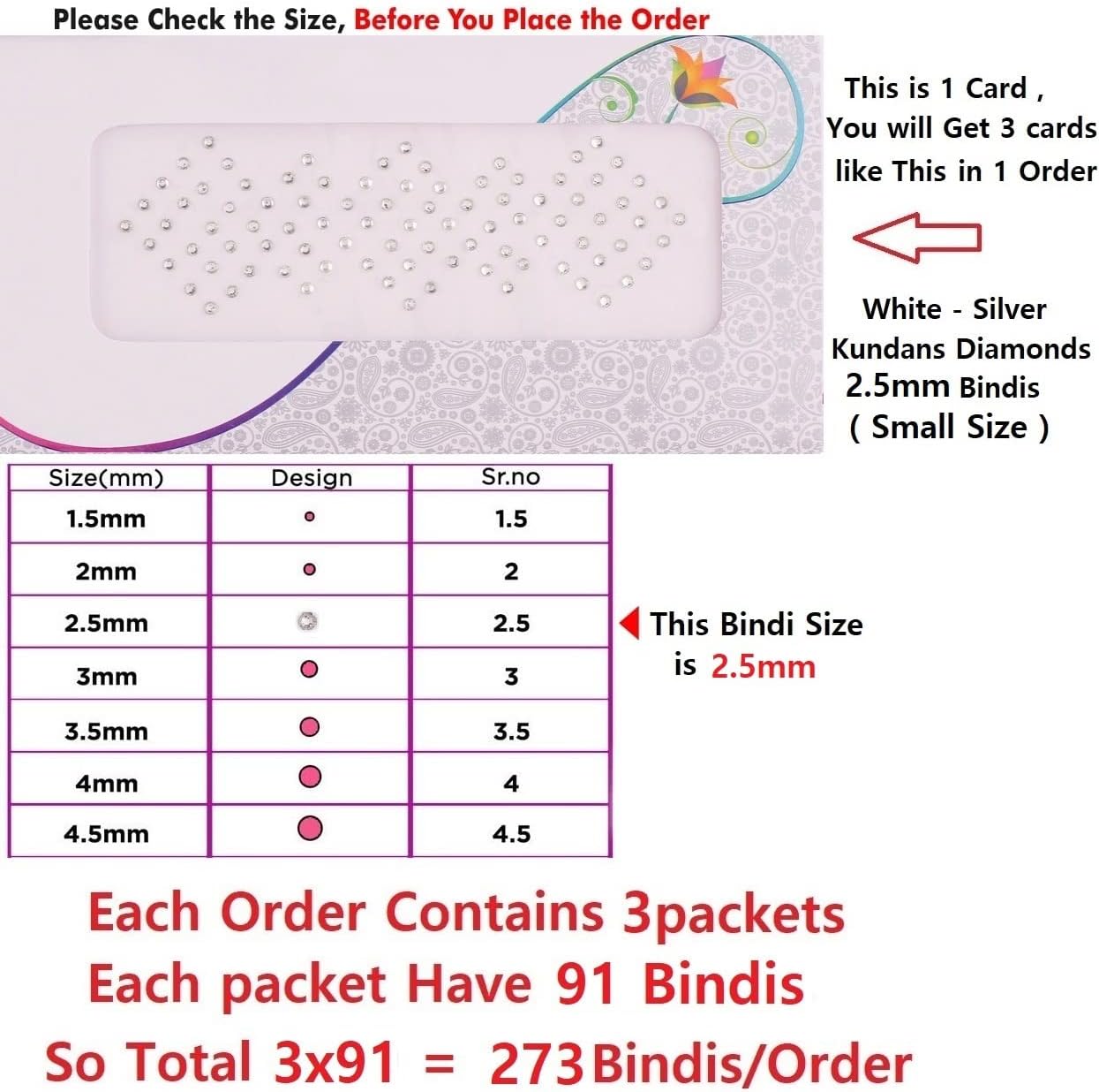 VAMA Silver White Crystal Diamond Self-Adhesive Tattoos Face Jewels Eye Gems Bindi Stick on Rhinestone Sticker for Face Eyes Makeup Body & Crafts (Pack of 3 Cards Small Size 2.5 mm)