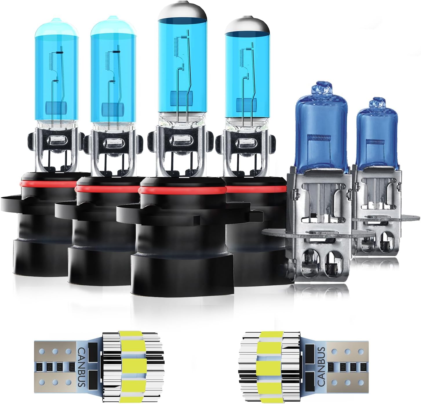 Light Bulbs Fit For Chrysler 300 1998-2004,High Performance Halogen Headlight Bulb and License Plate Lights Combo,9005XS 9006XS H3 High Low Beam Fog Lights,6000K White Light,Pack of 8