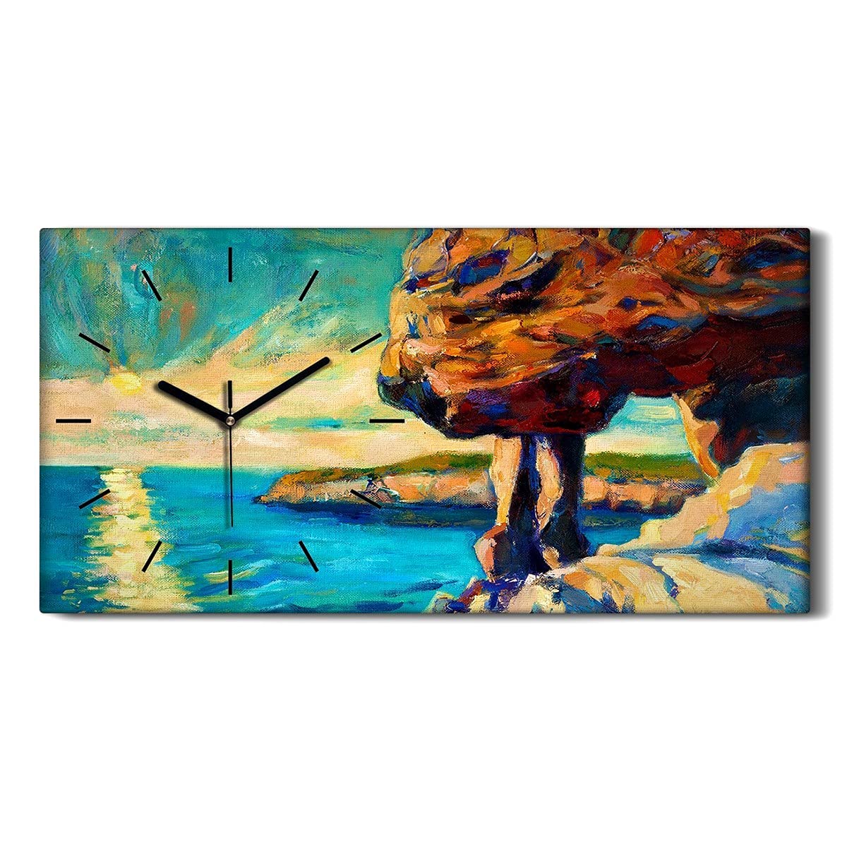 Horloge sur toile chambre coucher coucher de soleil mer
