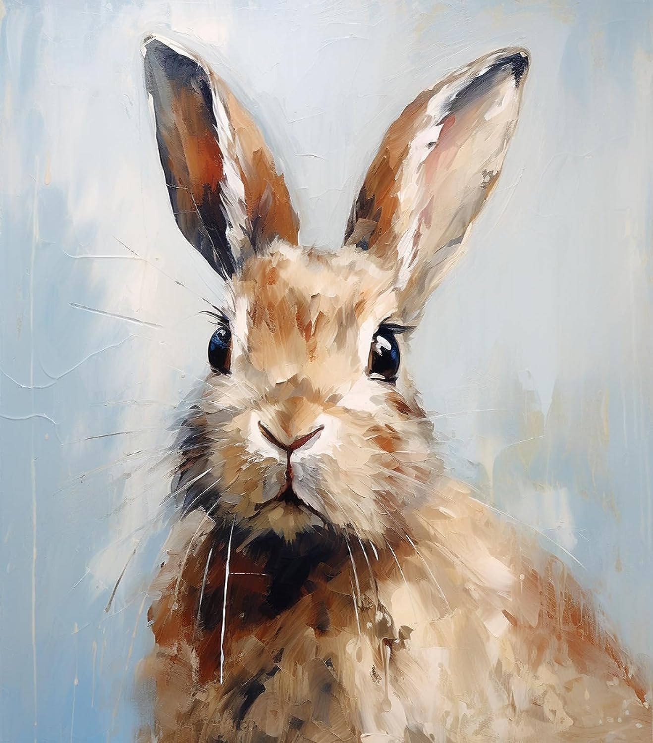 ZMHZMY Oil Painting DIY Paint by Numbers for Beginner Rabbit Hare Bunny Painting by Number Kits Oil Paint Drawing Canvas Home Decor,40x50cm,Without Frame