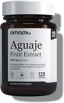 Amalth Aguaje Curves Capsule for Women 1000 mg- Extra Strength from Peru Natural Supplements- 120 Capsules Non- GMO Premium Quality Pills