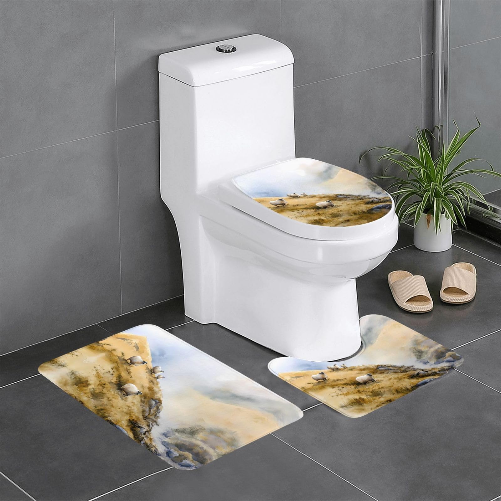 Tapis de salle de bain WHJDPP lot de 3 pour baignoire et toilettes