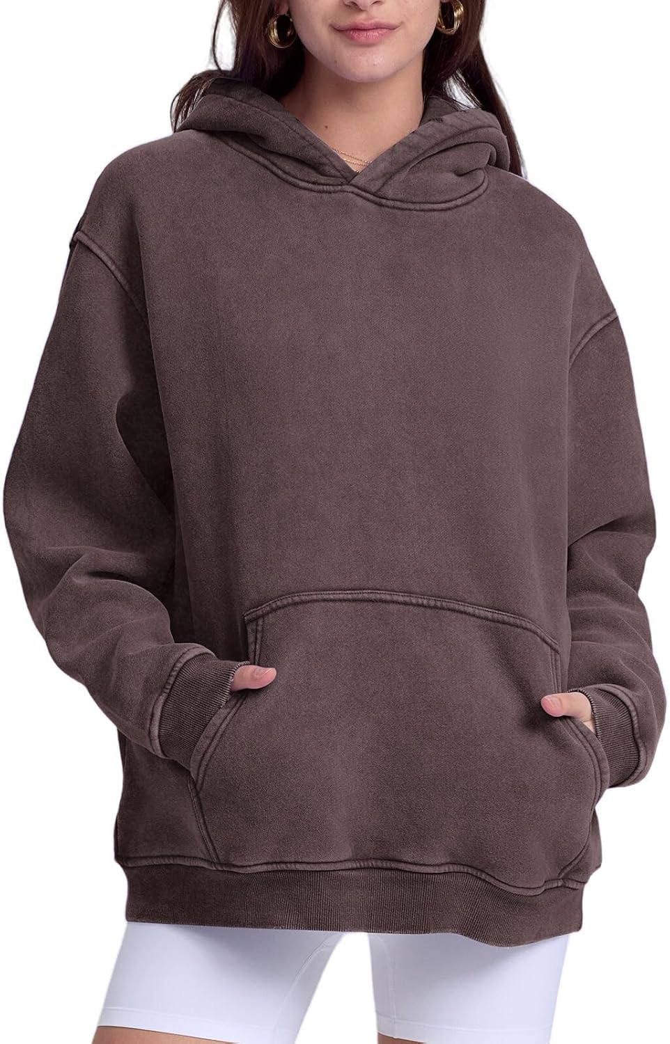 FAIABLE Womens Oversized Acid Wash Hoodie Unisex Heavyweight Cotton Hoodies Fleece Vintage Washed Sweatshirt Women Men