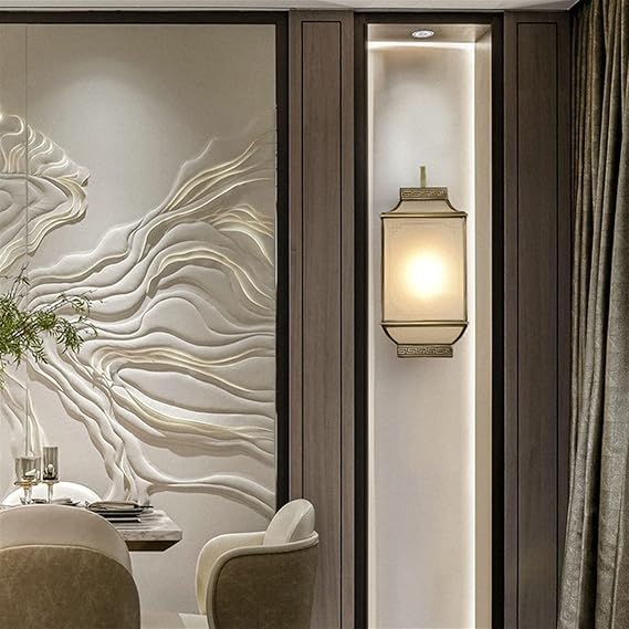 wall lamp Outdoor Wall Lamp Nieuwe Chinese Moderne Zen Woonkamer Slaapkamer Deur Kolom Lamp Tuin Landschap Licht Balkon Wandlampje met LED Lichtbron (Warme Kleur 3000K) Lange sectie/kort (Size : Short) photo 3