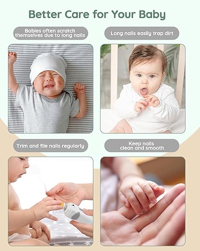 Miniatura 8 de Lilian&Gema Kit de cuidado de la salud y aseo del bebé, juego eléctrico recargable 28 en 1, kit de cuidado de uñas de bebé con doble luz automática,