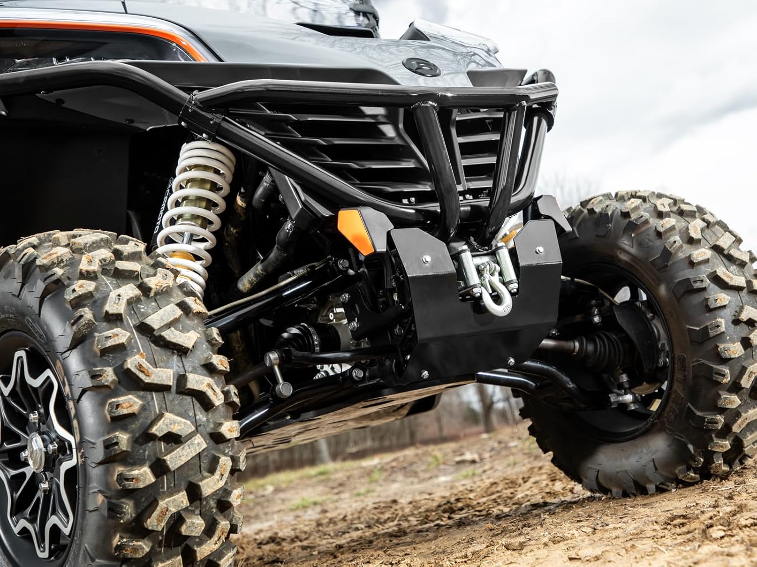 SuperATV Black Front Bumper for 2022-2024 CFMoto ZForce 950 HO/2020-2024 ZForce 950 Sport/950 Trail, Steel DOM Tubing, Protects Front End, Sleek and Stylish Design, No Drilling, See Fitment, USA Made