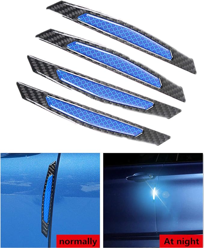 ZYTC 4pc Car Door Open Sticker Reflective Tape carbon fiber waterproof