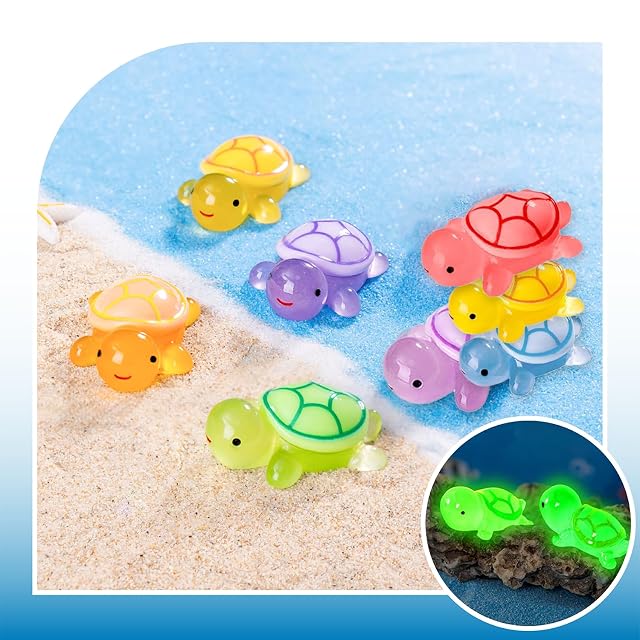 Foto 8 de 8 de RHQFDM 60 mini tortugas luminosas de resina, figuras en miniatura para jardines, acuarios y plantas