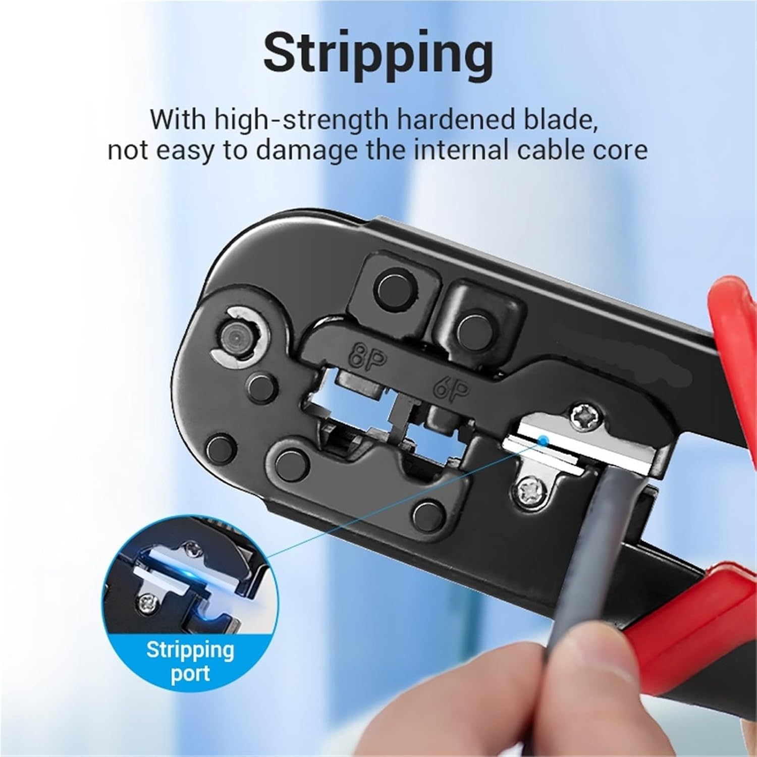 RJ45 Crimping Tool RJ45 Network Cutting Tools 8P RJ45 Crimper Cutter Stripper Plier for Modular RJ12 RJ11 Crimp Crimper(Black)
