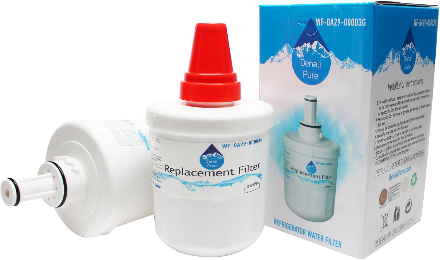 2-Pack Replacement for Samsung DA29-0003B Refrigerator Water Filter - Compatible with Samsung DA29-0003B Fridge Water Filter Cartridge