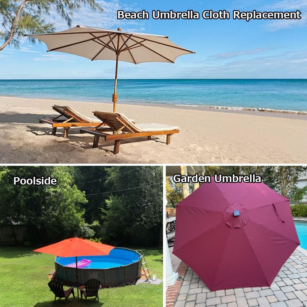 6.5ft 7.5ft 9ft 10ft Umbrella Replacement Parasol Canopy 6/8 Ribs Patio Umbrella Replacement Top Outdoor Stall Umbrella Canopy Cover (Color : Dark Green, Size : 3.0m/10FT-8Ribs)