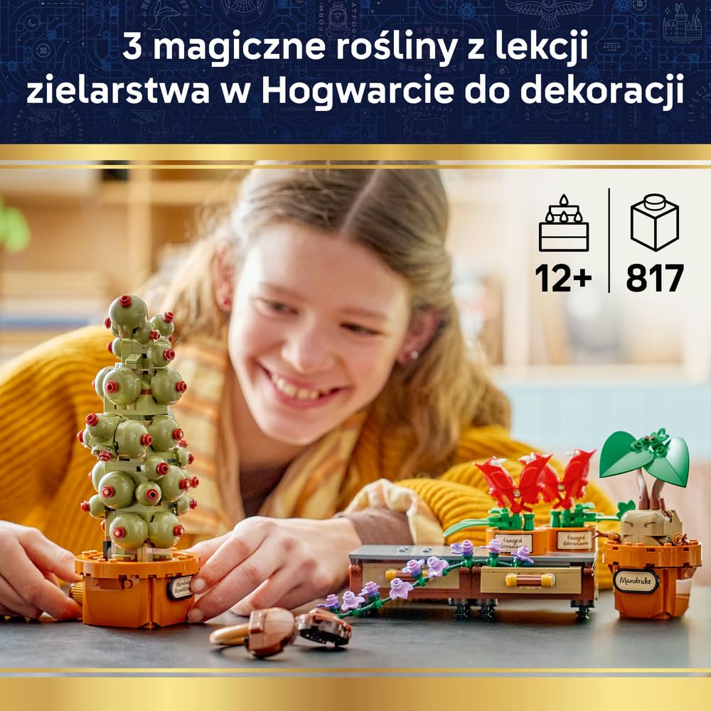 LEGO Harry Potter Rośliny z lekcji zielarstwa w Hogwarcie 76474 | Model roślin z Hogwartu, zestaw konstrukcyjny, prezent dla fana Harry’ego Pottera 12+, klocki dla dzieci, 817 elementów