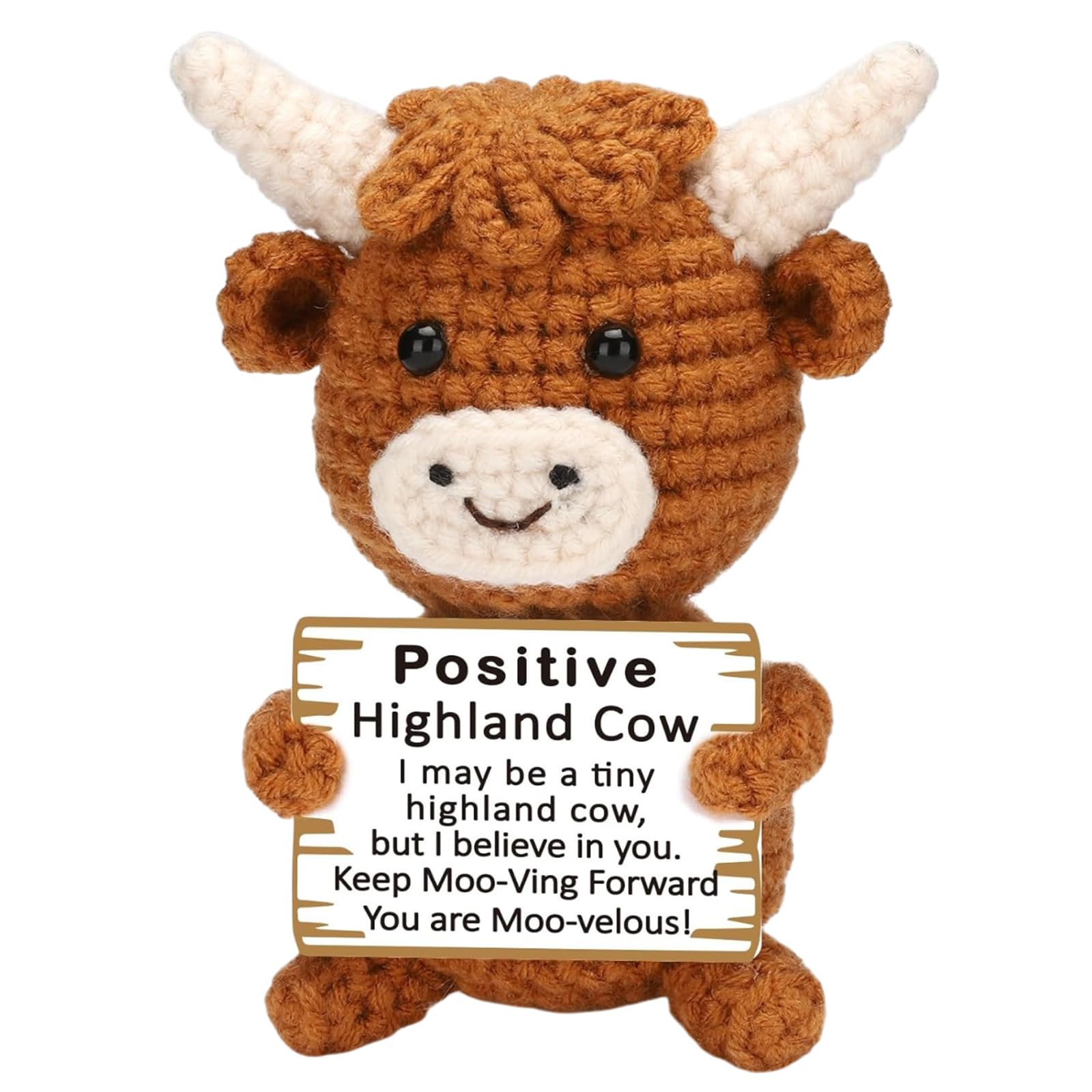 Mnuwoee Positive Crochet Animals, Emotional Support Crochet Highland Cow