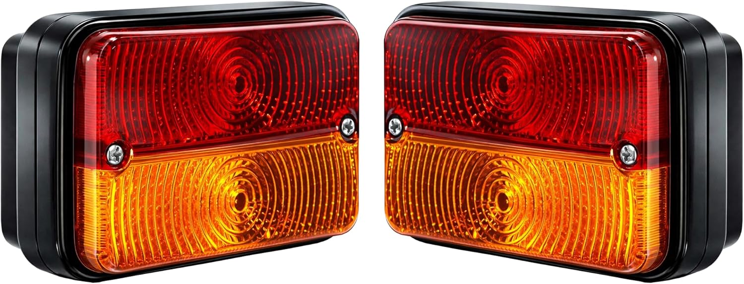 Tractor Tail Light & Front Indicator Lamp Set (with Bulbs) – 12V Rear Brake, Turn Signal & Side Blinker Lights | Compatible with Massey Ferguson, Deutz Fahr, Landini | Replaces 1673840M91 1678580M91