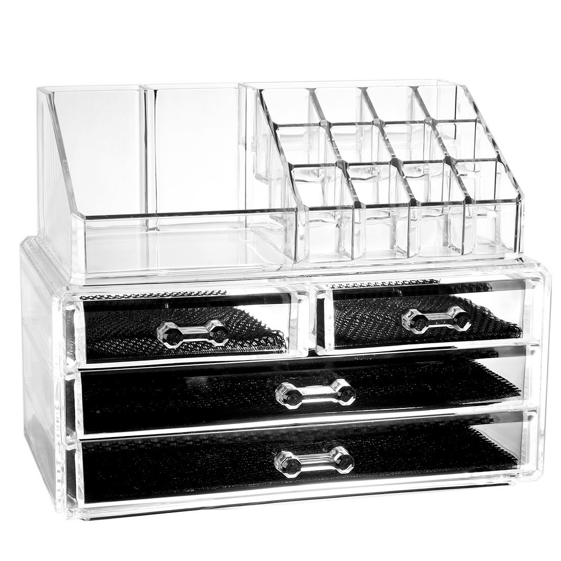 Ruilogod Boîte de rangement en acrylique transparent pour cosmétiques, maquillage, rouge à lèvres, pinceaux, bijoux, boîte de présentation avec tiroirs (style 1)