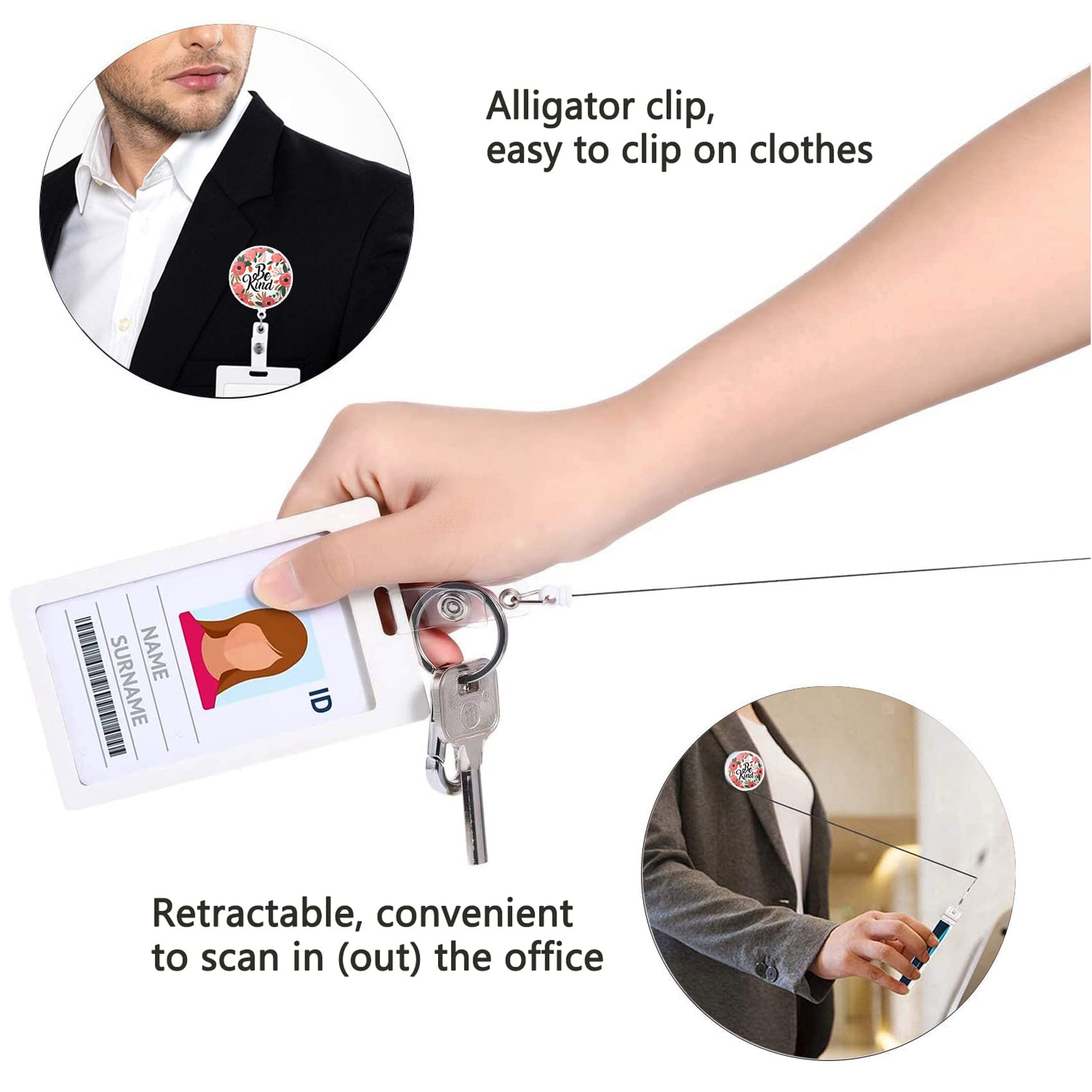Badge Holder Retractable ID With Alligator Clip - Decorative Nurse Badge Reel 487076