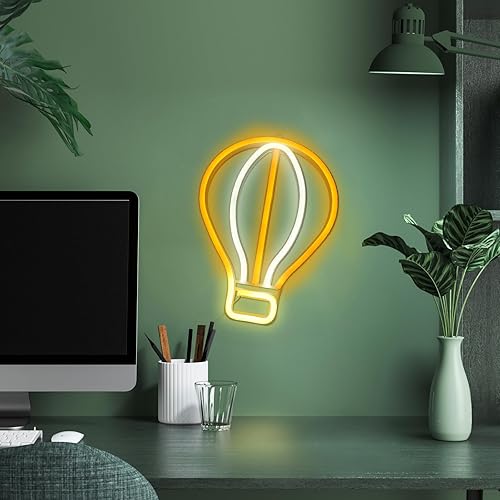 Miniatura 5 de ENUOLI Letreros de neón de globo de aire caliente, luz de neón LED para decoración de pared, luces de pared con forma de globo alimentado por
