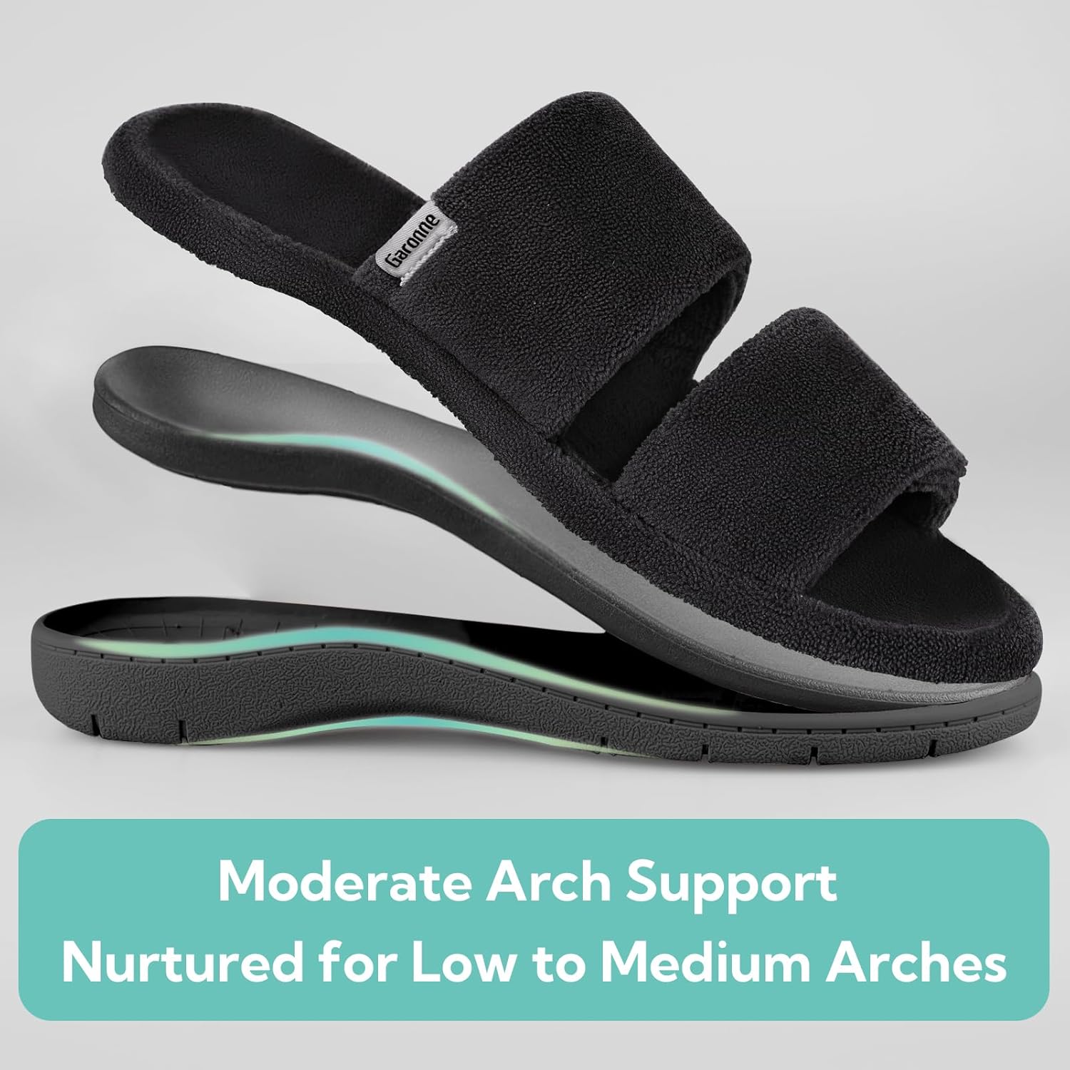 Garonne Women's Dual-Strap Adjustable Open-toe Slippers with Arch Support, Summer House Shoes for Women Indoor/Outdoor - Image 4