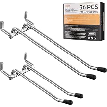 INCLY 4/6 Inch Pegboard Hooks, 36 Pack Heavy Duty Double Arm Peg Board Straight Hooks, Peg Board Tool Hangers Fit for 1/4" Pegboard Garage Hanging Tools, Craft Organizing, Kitchen, Store