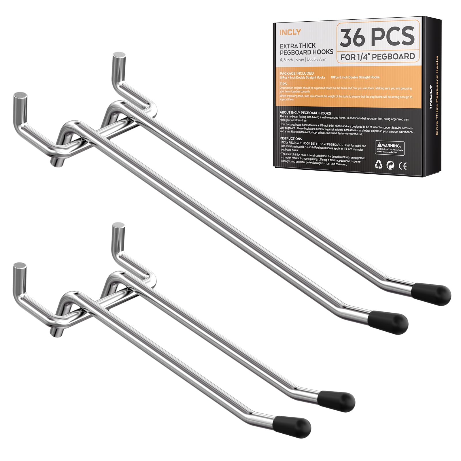 INCLY Pegboard Hooks - 36 Pack, Heavy Duty -1