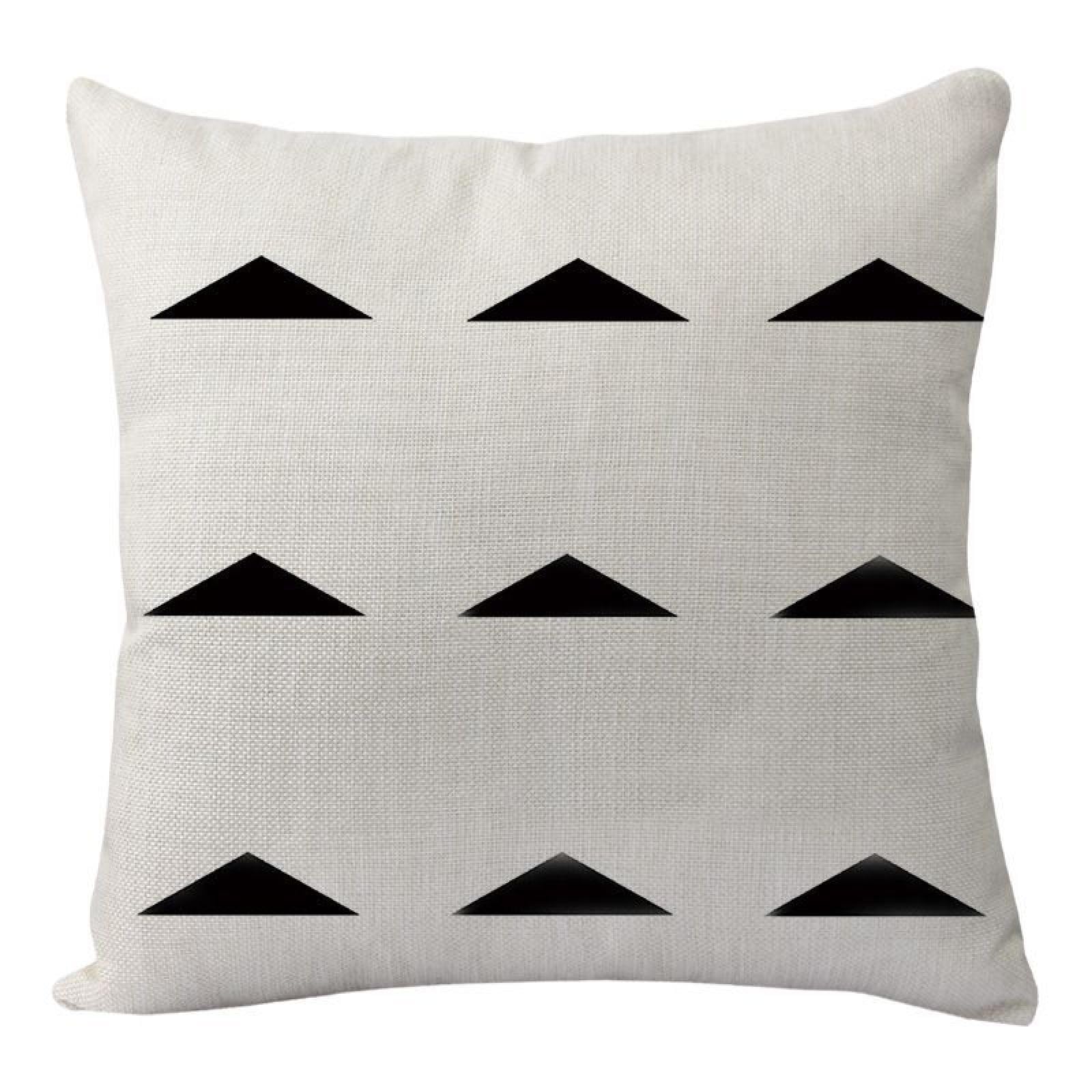 Wazylphin Cushion Covers Black Triangle Pillow Cases Cotton and Linen Cushions with Covers Included Zipper Sofa Cushions Soft Pillowcase Living Room Pillow Cover Bedroom Cushion Cover 45x45cm/1 Pack
