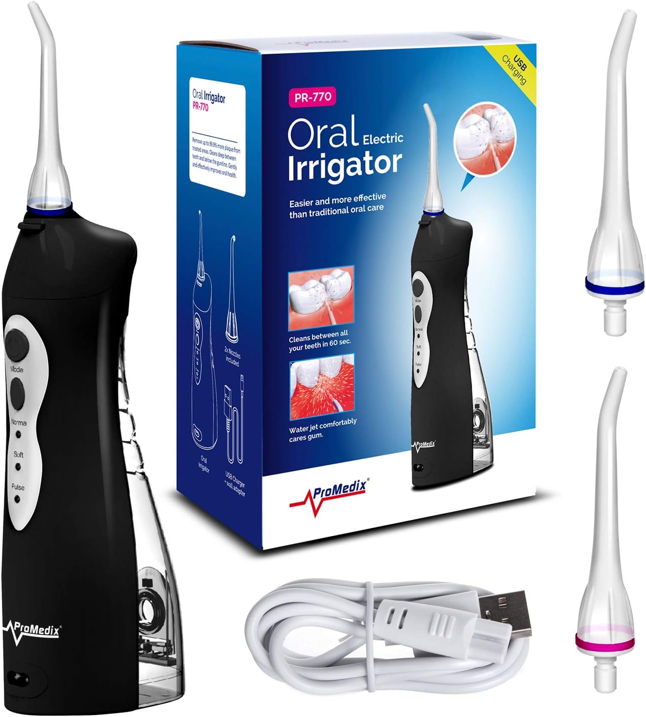 El irrigador dental inalámbrico de 8.5 Bar Promedix PR-770 IPX7, carga USB