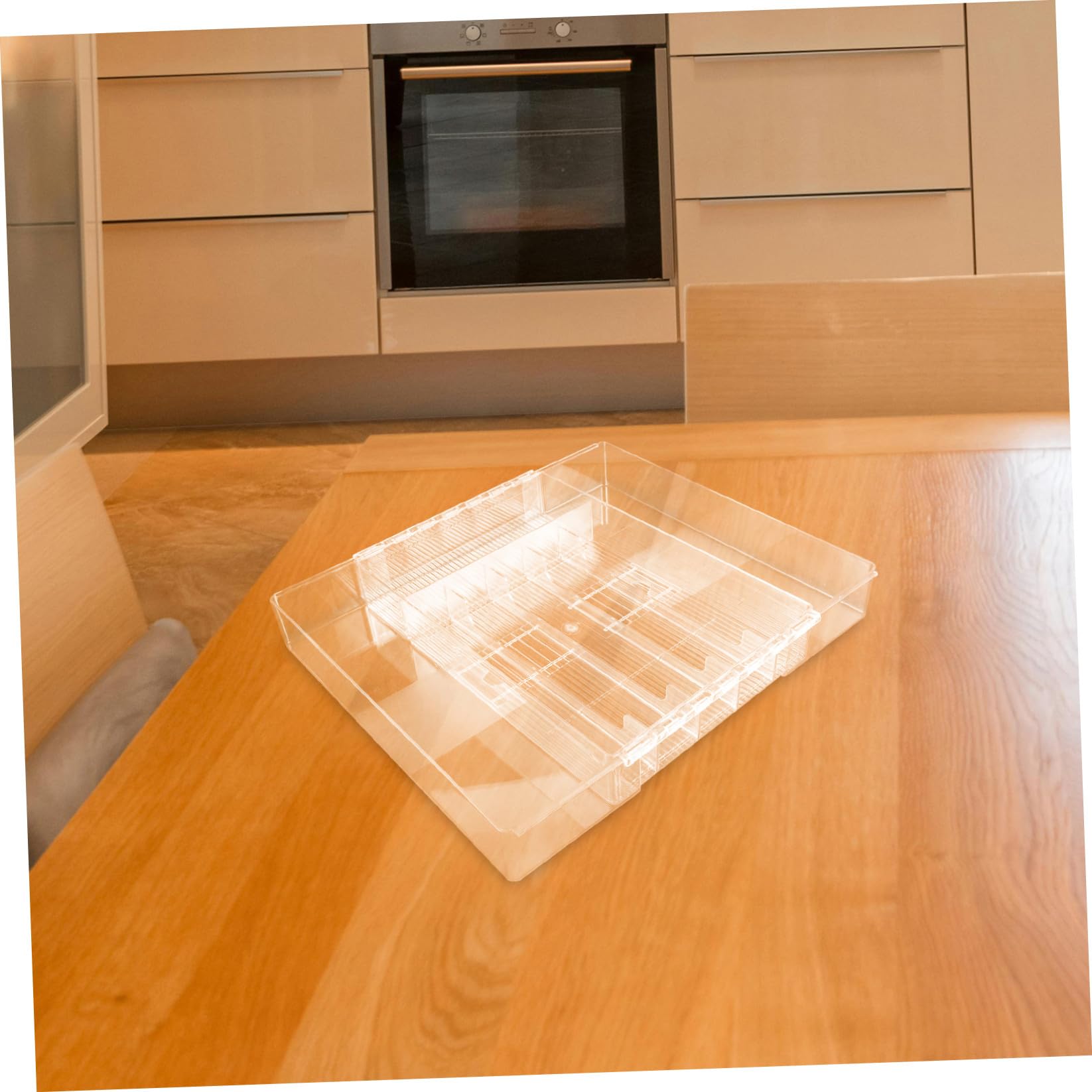 Ausziehbarer Besteckkasten für Küchenschubladen aus Acryl mit Fächern