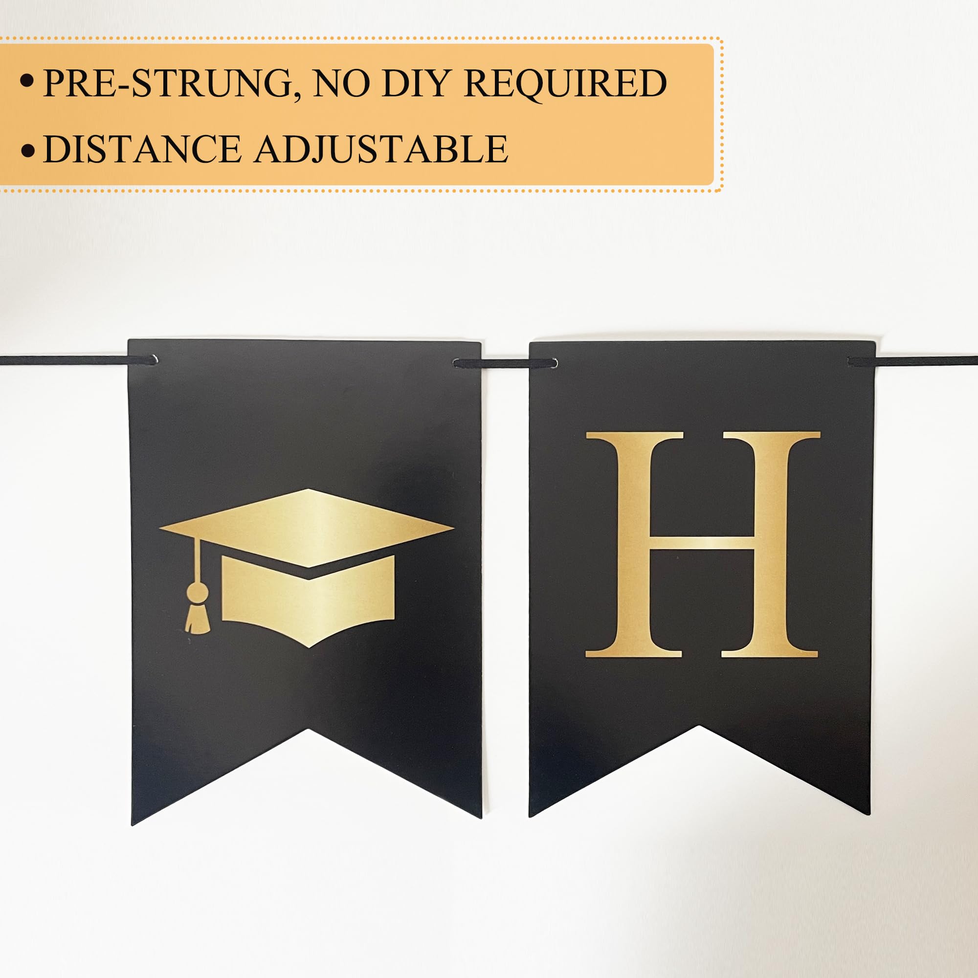 2025 Graduation Banner Decorations – Black Glitter 'We Are So Proud Of You' Pre-Strung Garland - View #2