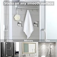 Vista 4 de Ganchos adhesivos para toallas de servicio pesado, ganchos de pared resistentes de acero inoxidable impermeables para toallas de ducha, gancho
