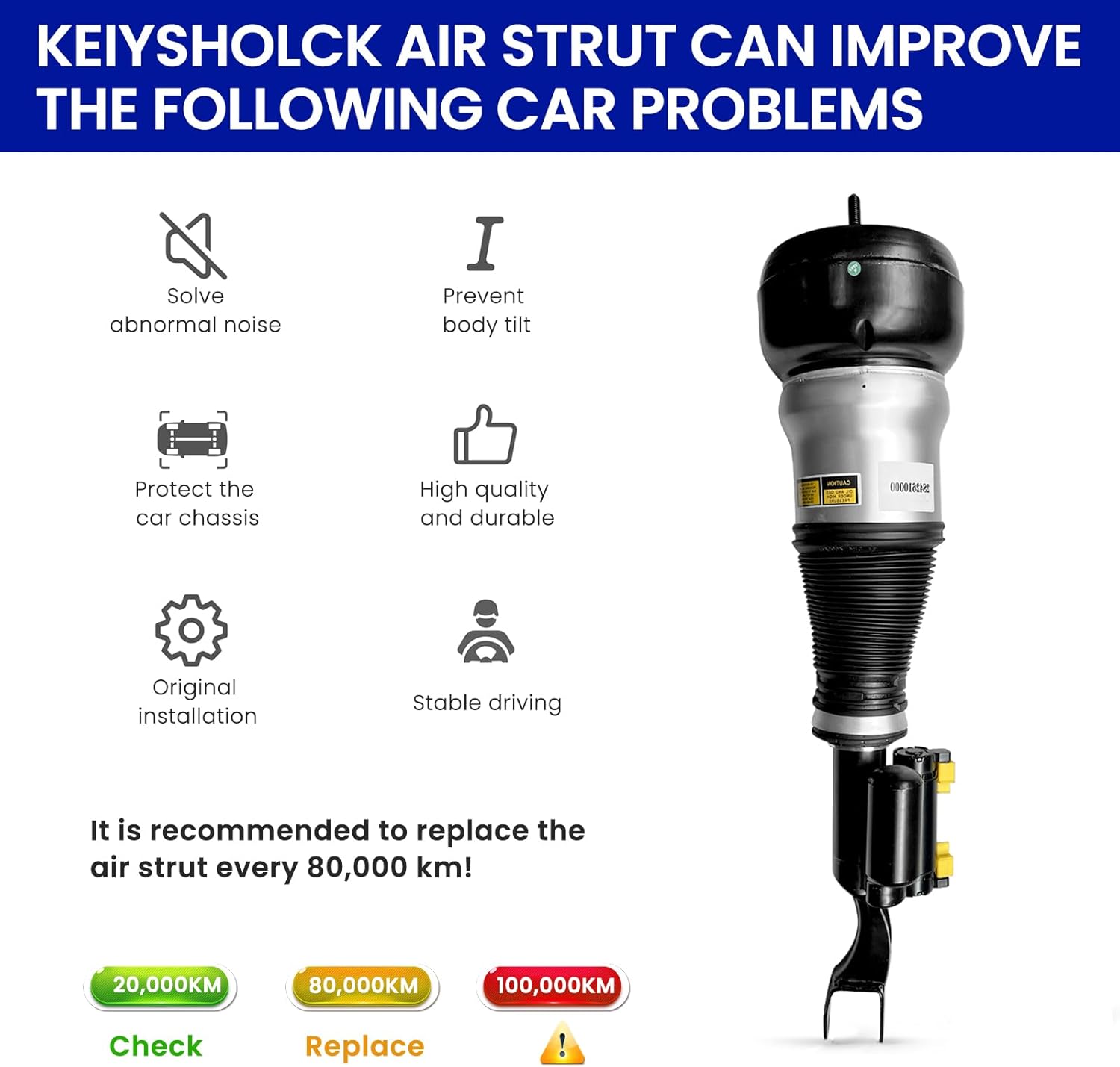 Front Right Air Strut Suspension Replacement for Benz S-Class W222 4Matic S450 S500 S500L S550 S560 4Matic Maybach S550 S560 4Matic, OEM Replace Number 2223208213