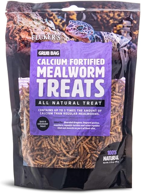 Fluker’s Grub Bag All Natural Calcium Fortified Mealworm Treats, Packed with Protein, Rich in Nutrients, A Reptile Favorite, 3 oz