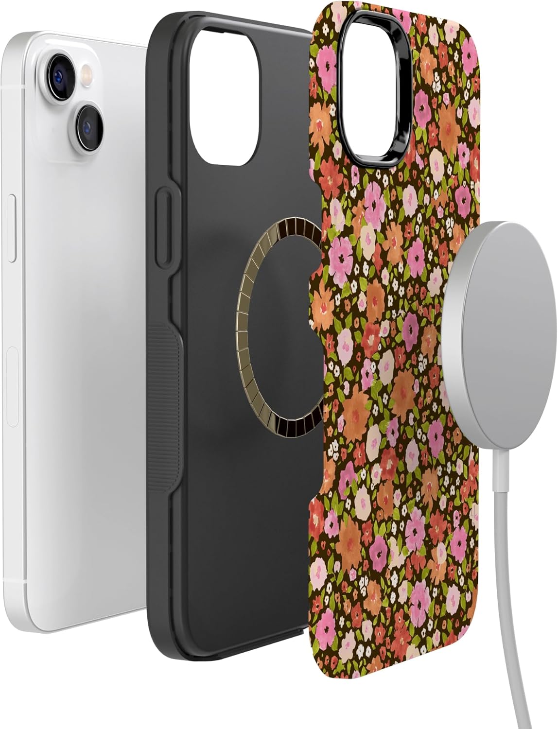 Casely iPhone 14 Case | Rustic Roses | Boho Bouquet | Bold Protective Design | Compatible with MagSafe