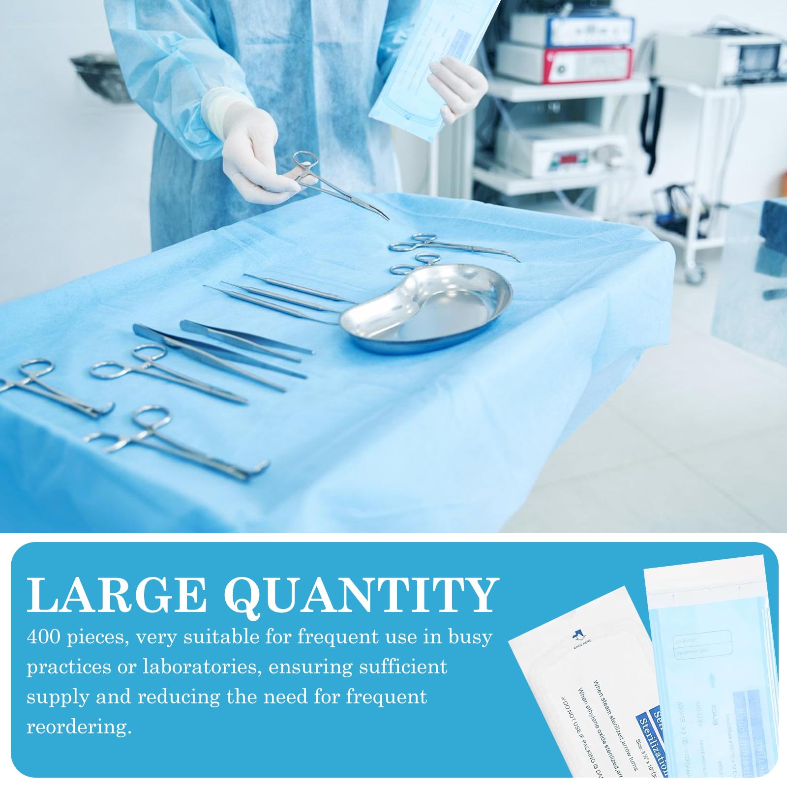 400 sacchetti per sterilizzazione autosigillanti: 90 mm x 260 mm, sacchetti per sterilizzazione monouso, sacchetti per sterilizzazione, sacchetti per sterilizzazione, sacchetti per