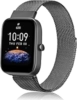 Vista 10 de Amzpas Bandas de metal para Amazfit Bip U Pro/Bip U/Bip 3 Pro/Bip 3/Bip S / Bip S Lite/Bip Lite, correa de repuesto ajustable de acero inoxidable