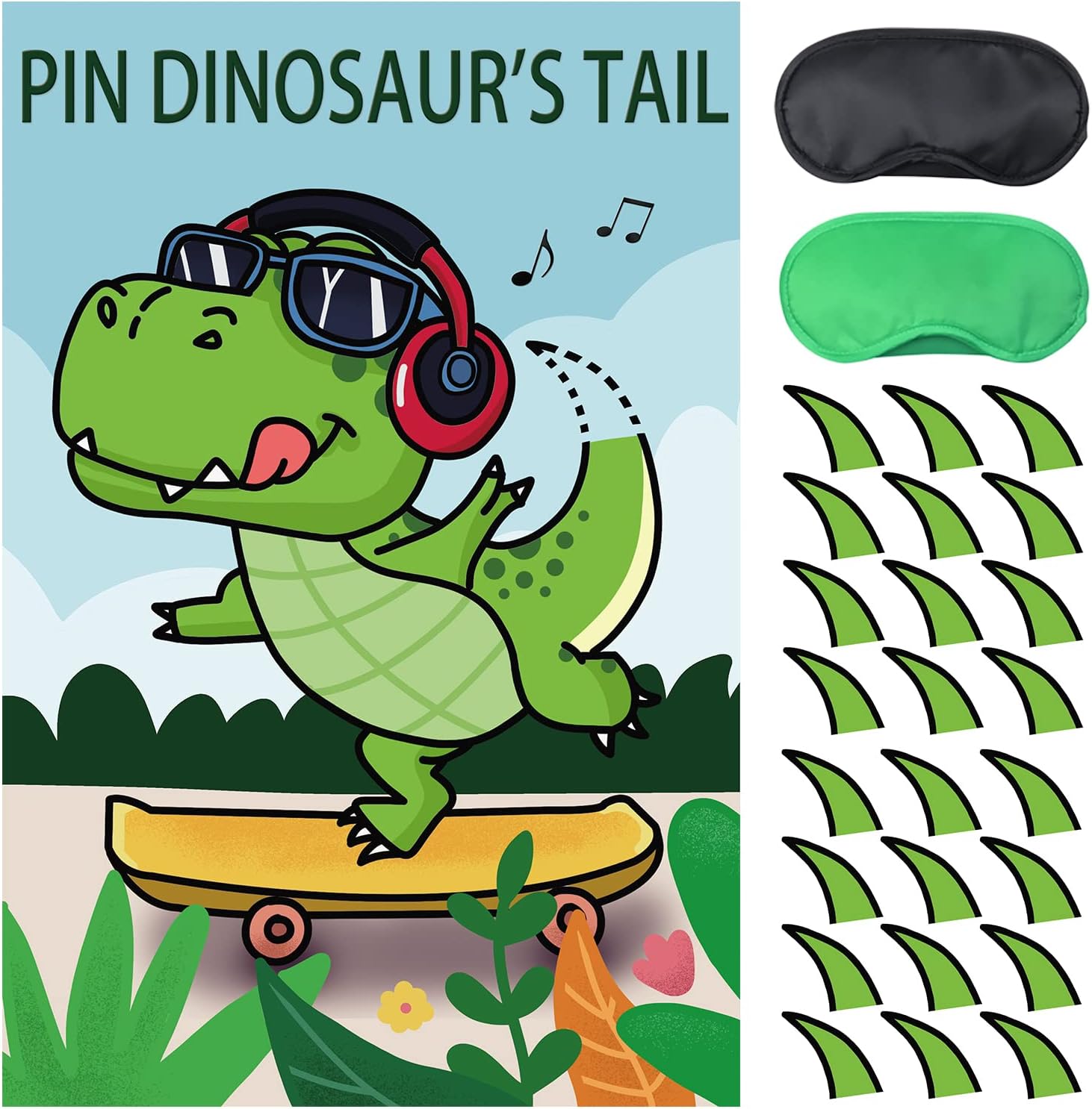 Amazon.com: NATUOPPC Dinosaur Party Game,Pin The Tails on Dinosaur,Dino ...