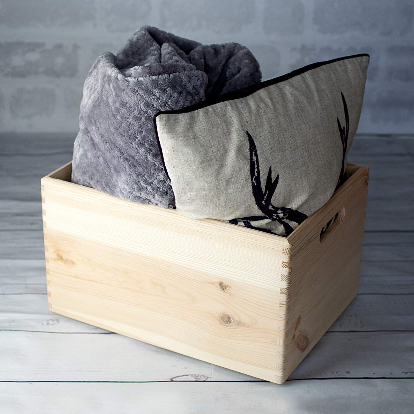 Creative DECO 4 x XXL Grande Caja Madera Decorativa Almacenaje 40x30x24cm | (+/-1cm) | Asas | Pascua Cesta Cajón Baúl Cofre Multiusos Decoupage Decorar Fruta Documentos Objetos Juguetes Herramientas